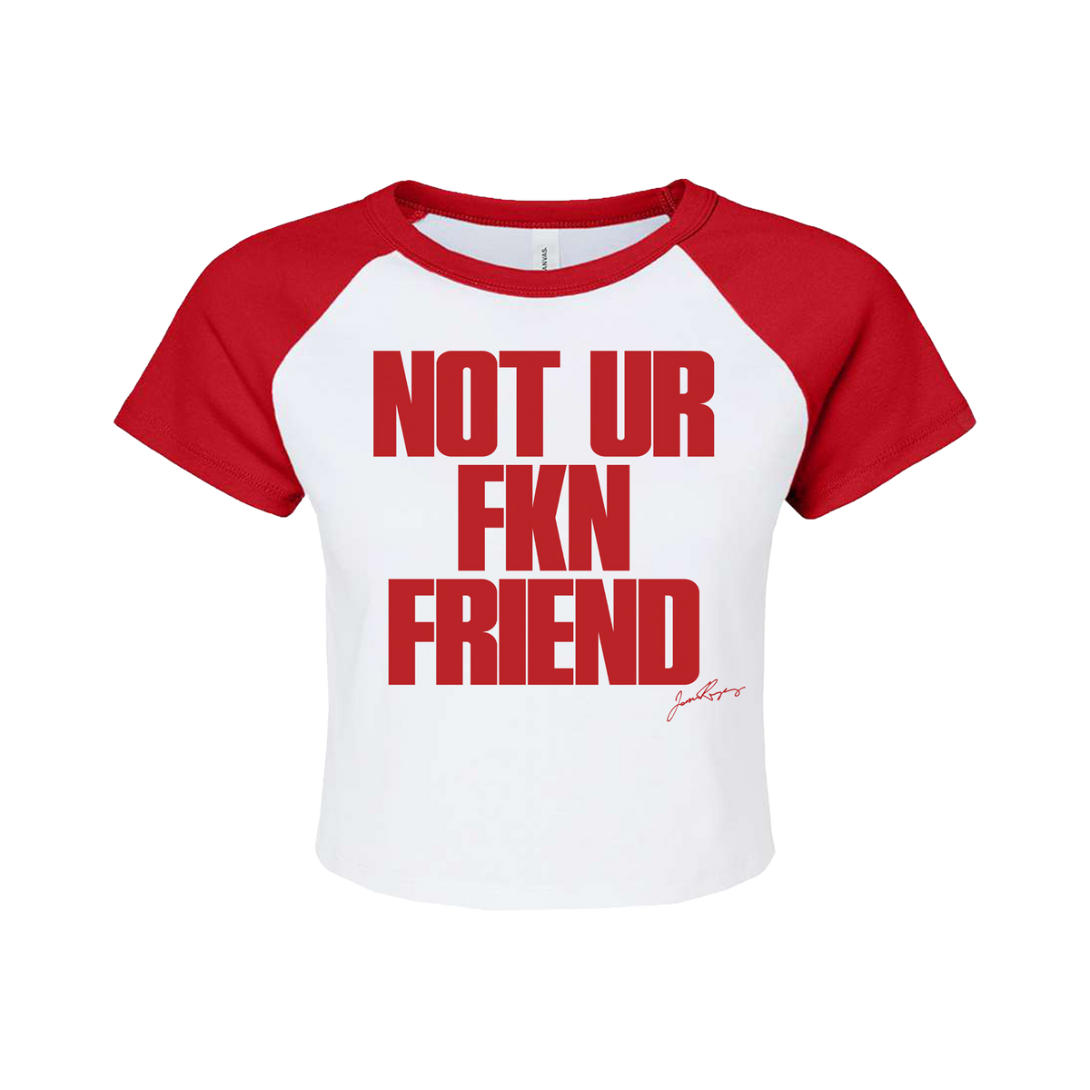 NOT UR FKN FRIEND Crop Baby Raglan Tee - White/Red